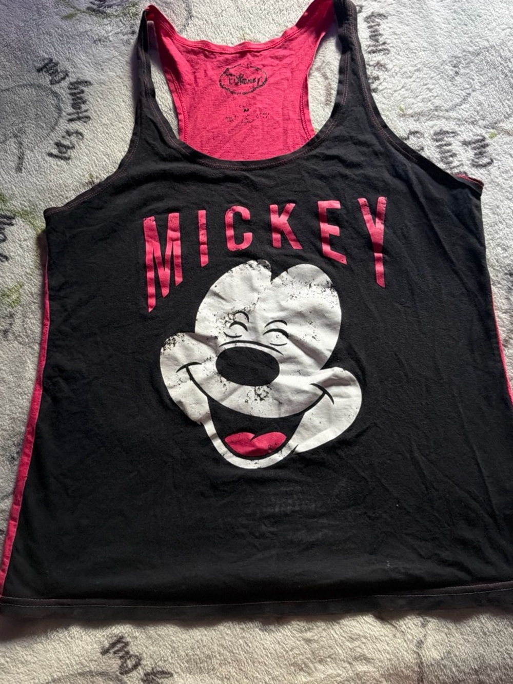 Disney Black and Pink Mickey Graphic Tank Top